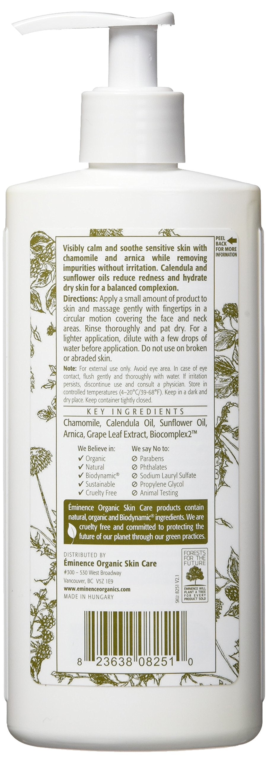Eminence Calm Skin Cleanser foaming texture shows creamy lather for redness-prone skin