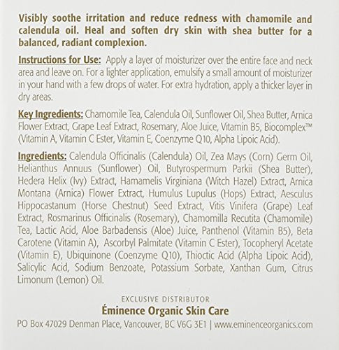 Eminence Calm Skin Moisturizer jar-closeup highlighting soothing aloe vera and rosemary ingredients.