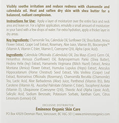 Eminence Calm Skin Moisturizer jar-closeup highlighting soothing aloe vera and rosemary ingredients.