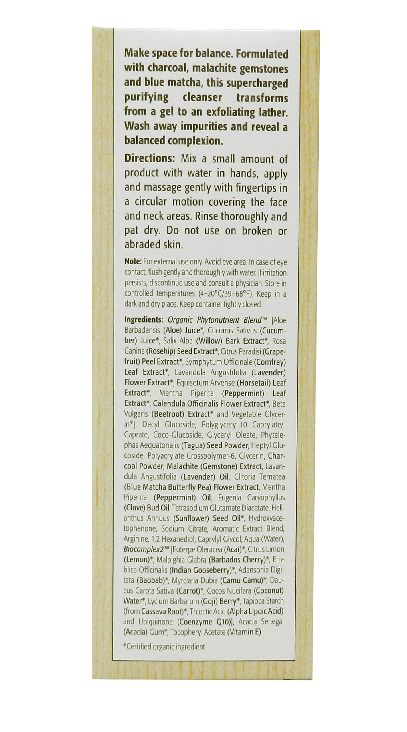 Eminence Charcoal Exfoliating Gel Cleanser lather close-up highlights gentle exfoliation.
