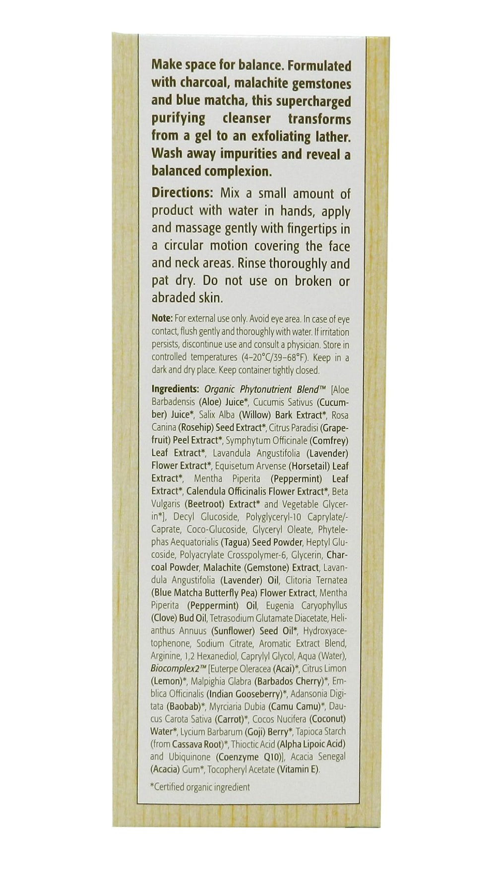 Eminence Charcoal Exfoliating Gel Cleanser lather close-up highlights gentle exfoliation.
