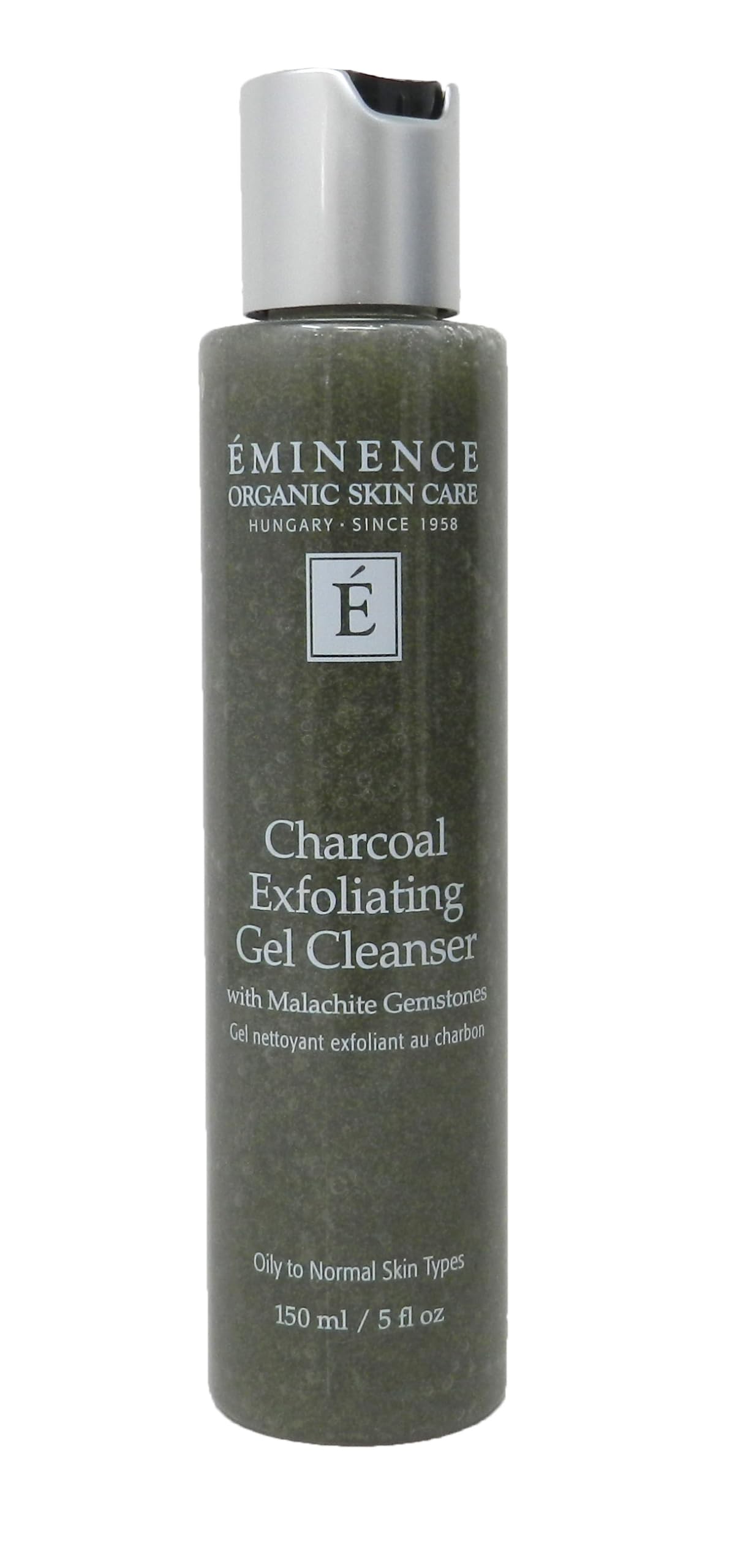 Eminence Charcoal Exfoliating Gel Cleanser unscented 5oz packaging showcases clean pores.