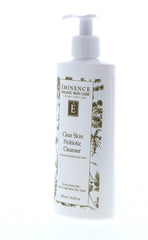 Eminence Clear Skin Probiotic Cleanser ingredients close-up featuring cucumber and tea tree oil
