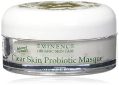 Eminence Clear Skin Probiotic Masque bottle pour promotes balanced skin during cleansing ritual.
