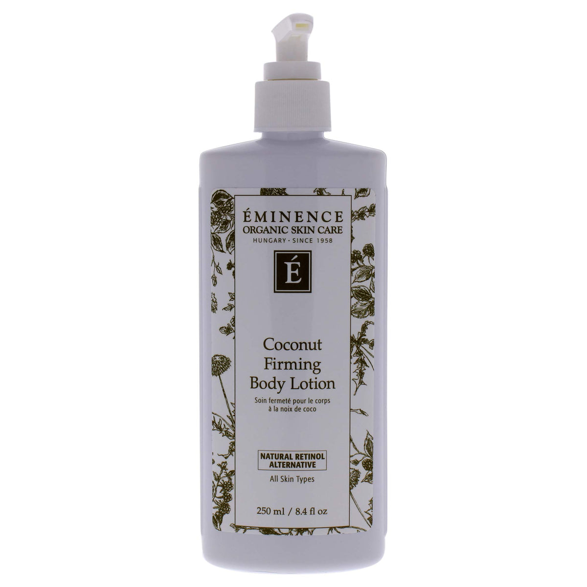 Eminence Coconut Firming Body Lotion bottle shown for daily hydrating routine.