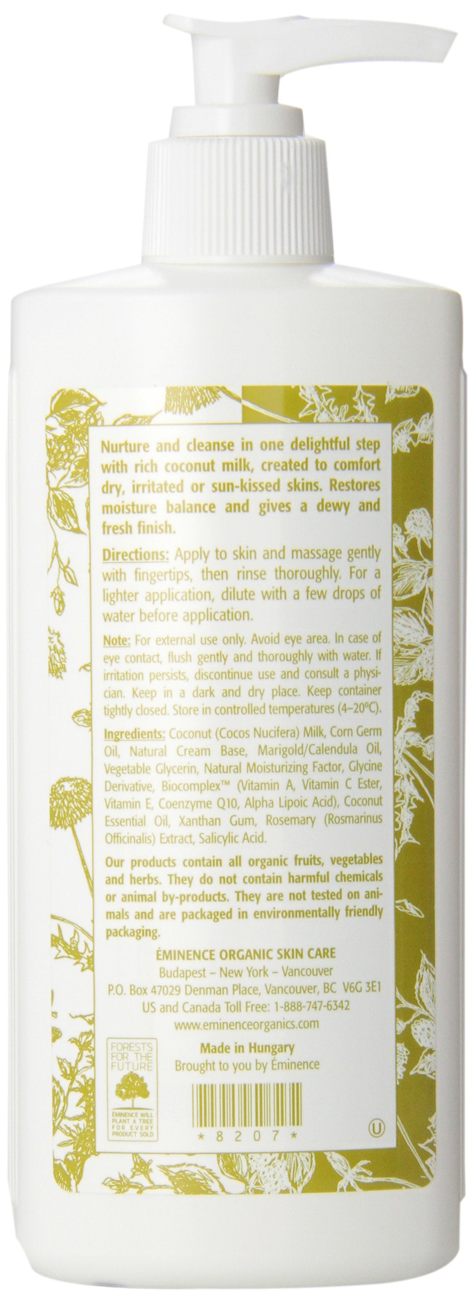 Eminence Coconut Milk Cleanser pump shows easy, soothing cleansing for daily use.