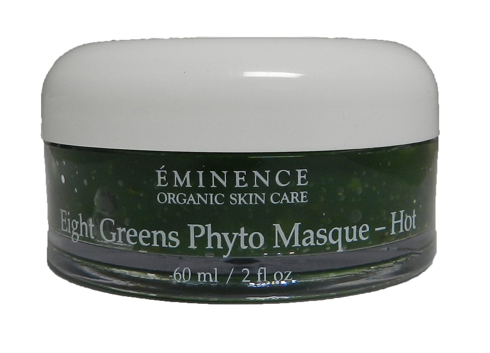 Eminence Eight Greens Phyto Masque Hot packaging highlights hydrating facial treatment.