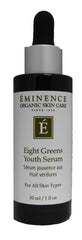 Eminence Eight Greens Youth Serum bottle for daily rejuvenation and environmental protection.