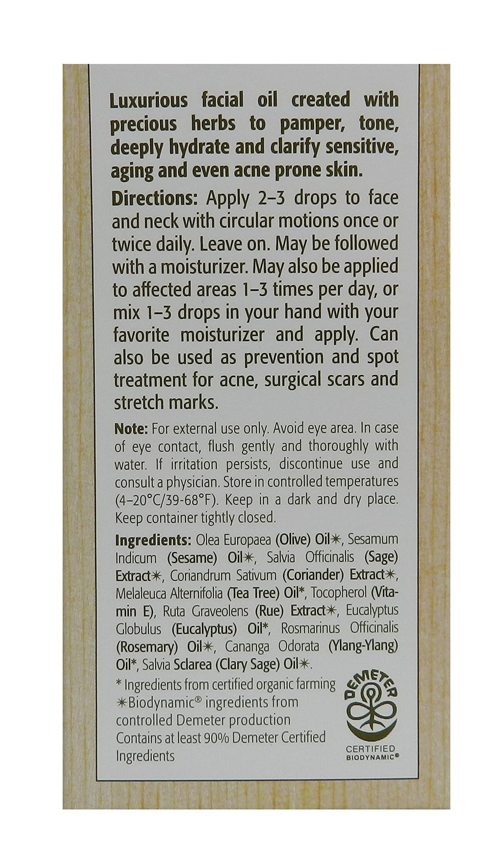 Eminence Facial Recovery Oil herb blend visual hint for soothing care.