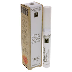 Applying Eminence Hibiscus Ultra Lift Eye Cream for daytime eye care