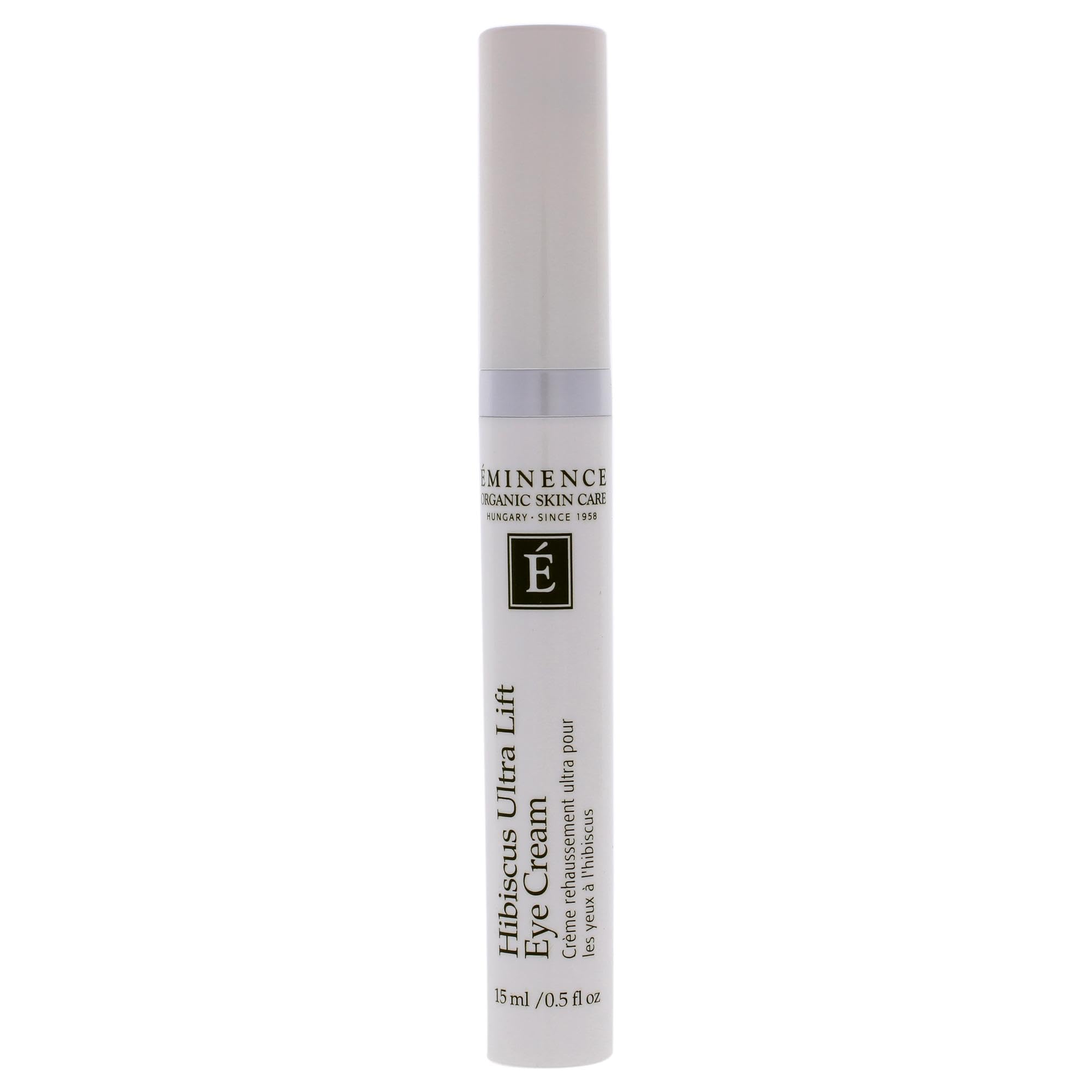 Close-up of Eminence Hibiscus Ultra Lift Eye Cream showing creamy texture for puffiness support