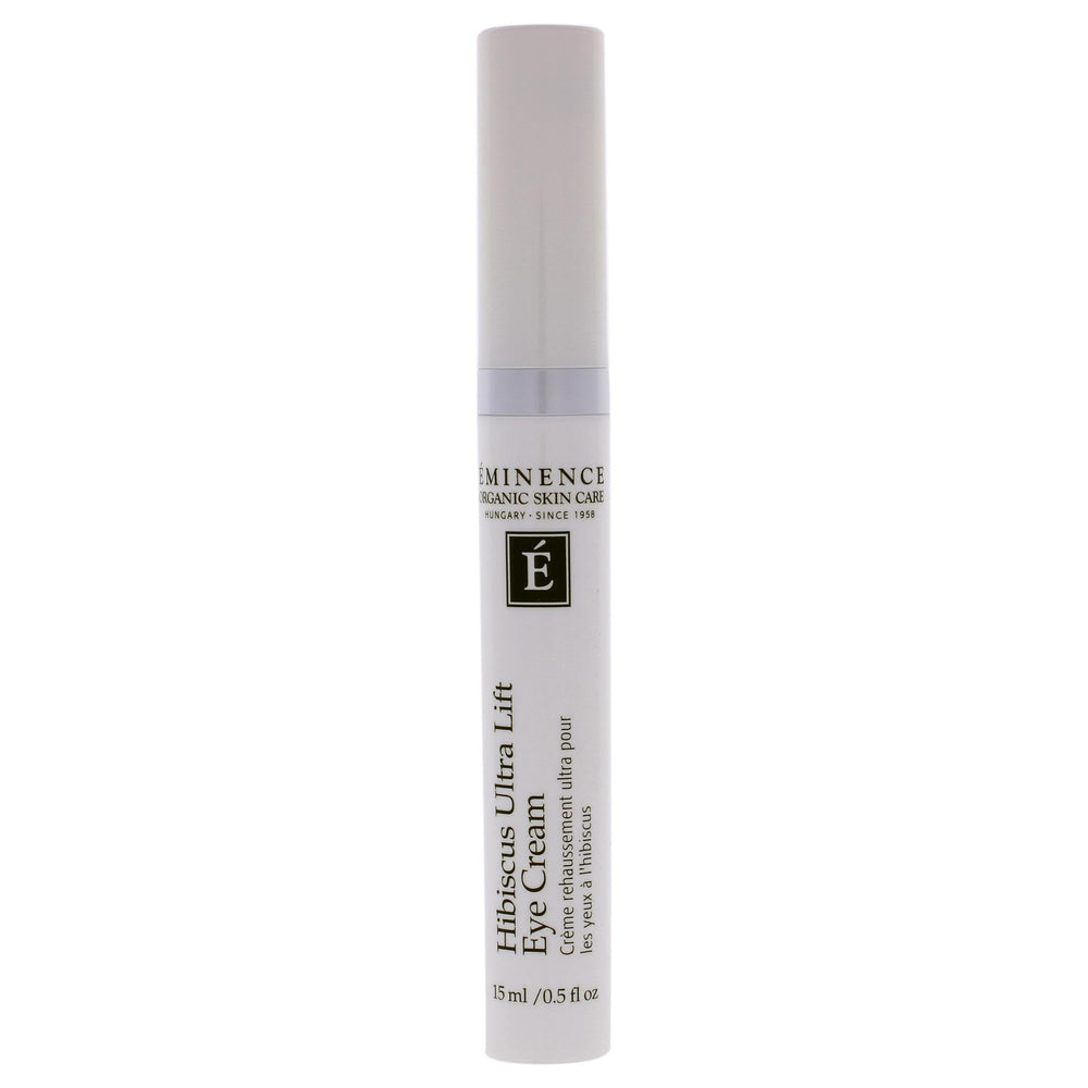 Close-up of Eminence Hibiscus Ultra Lift Eye Cream showing creamy texture for puffiness support