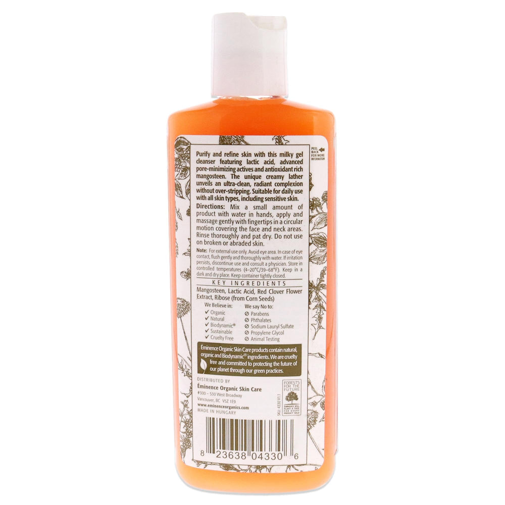 Eminence Mangosteen Daily Resurfacing Cleanser foaming lather in use for radiant skin.