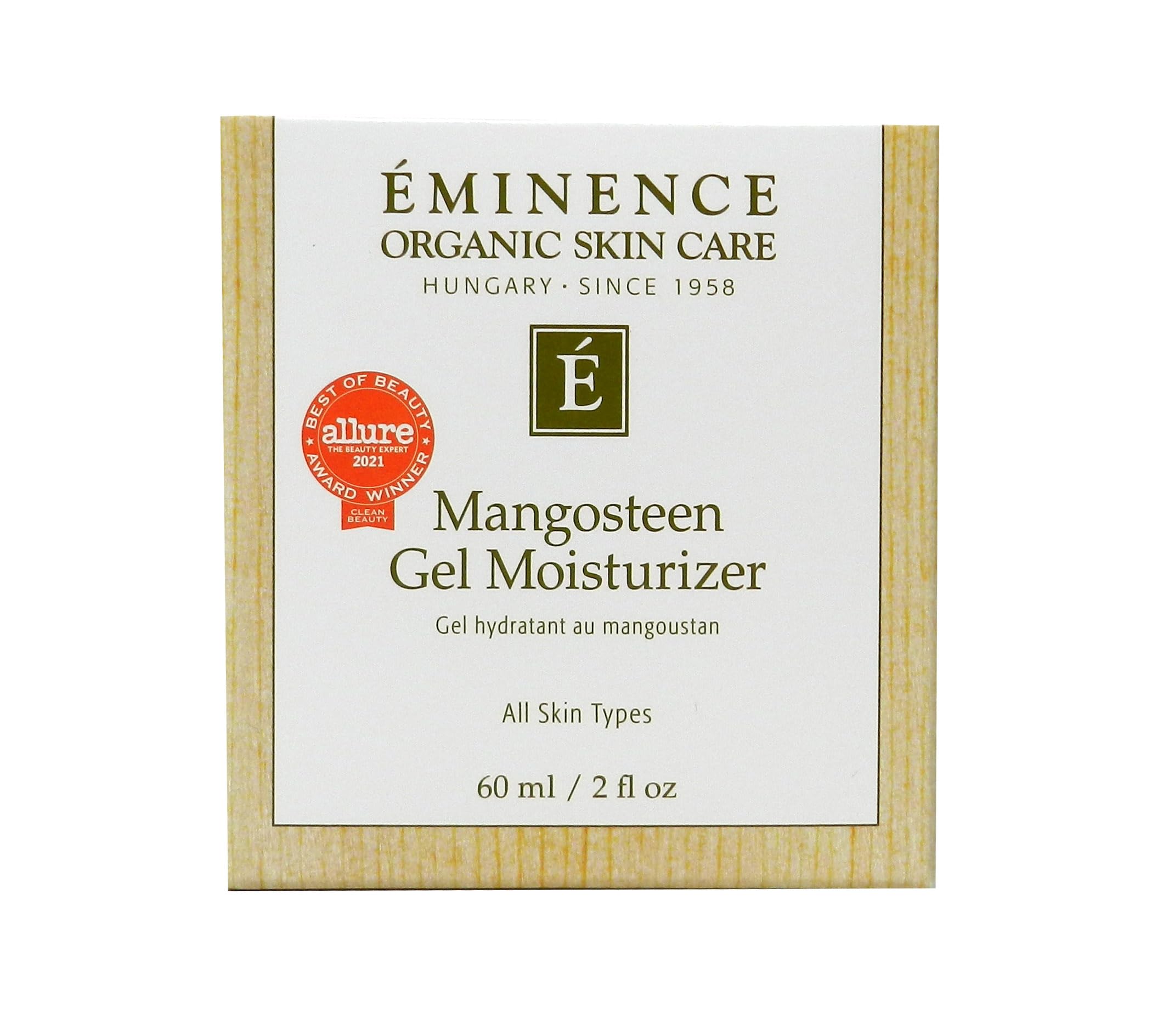 Eminence Mangosteen Gel Moisturizer texture close-up shows dewy gel melting into skin for a matte finish.