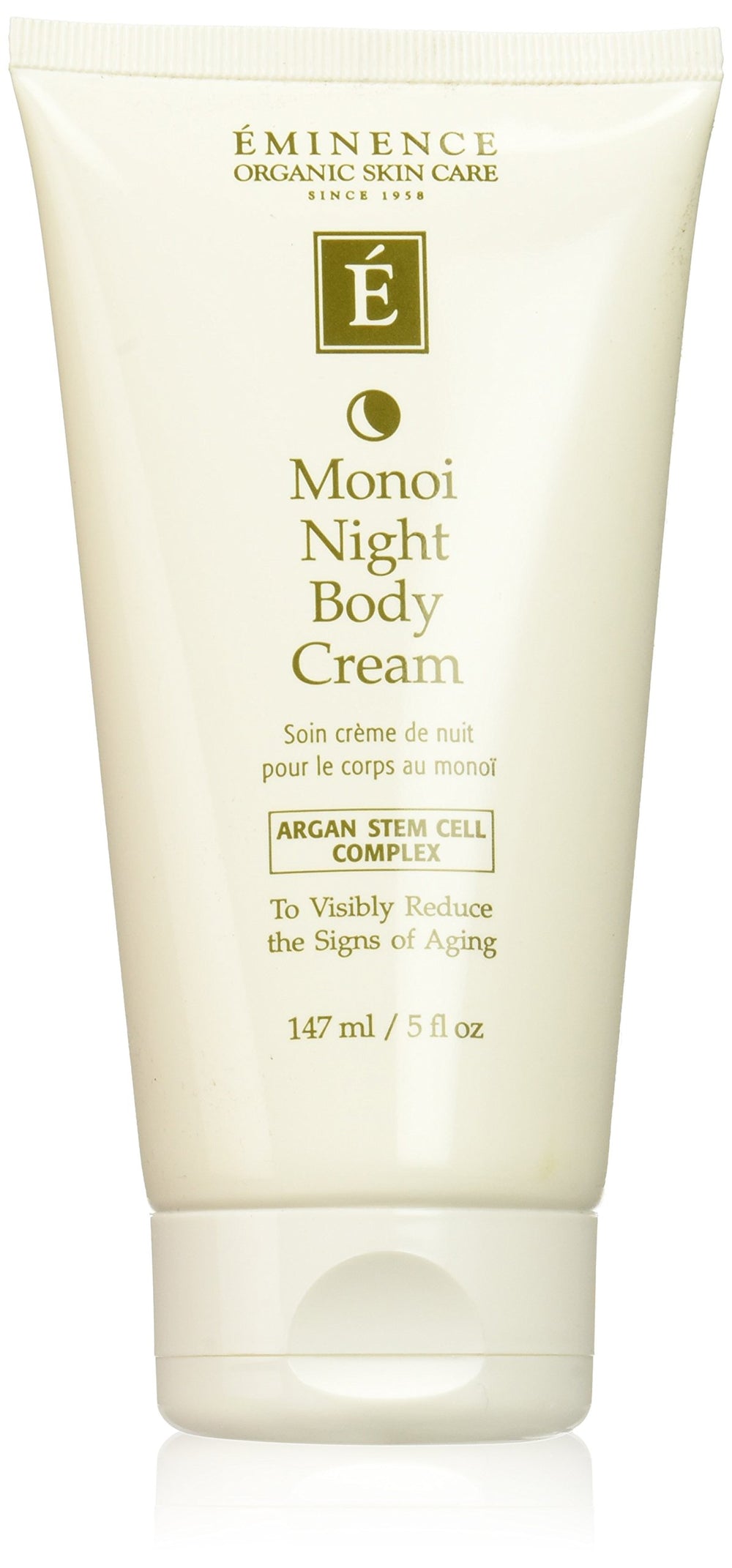 Eminence Monoi Age Corrective Night Body Cream jar closeup highlighting rich overnight hydration