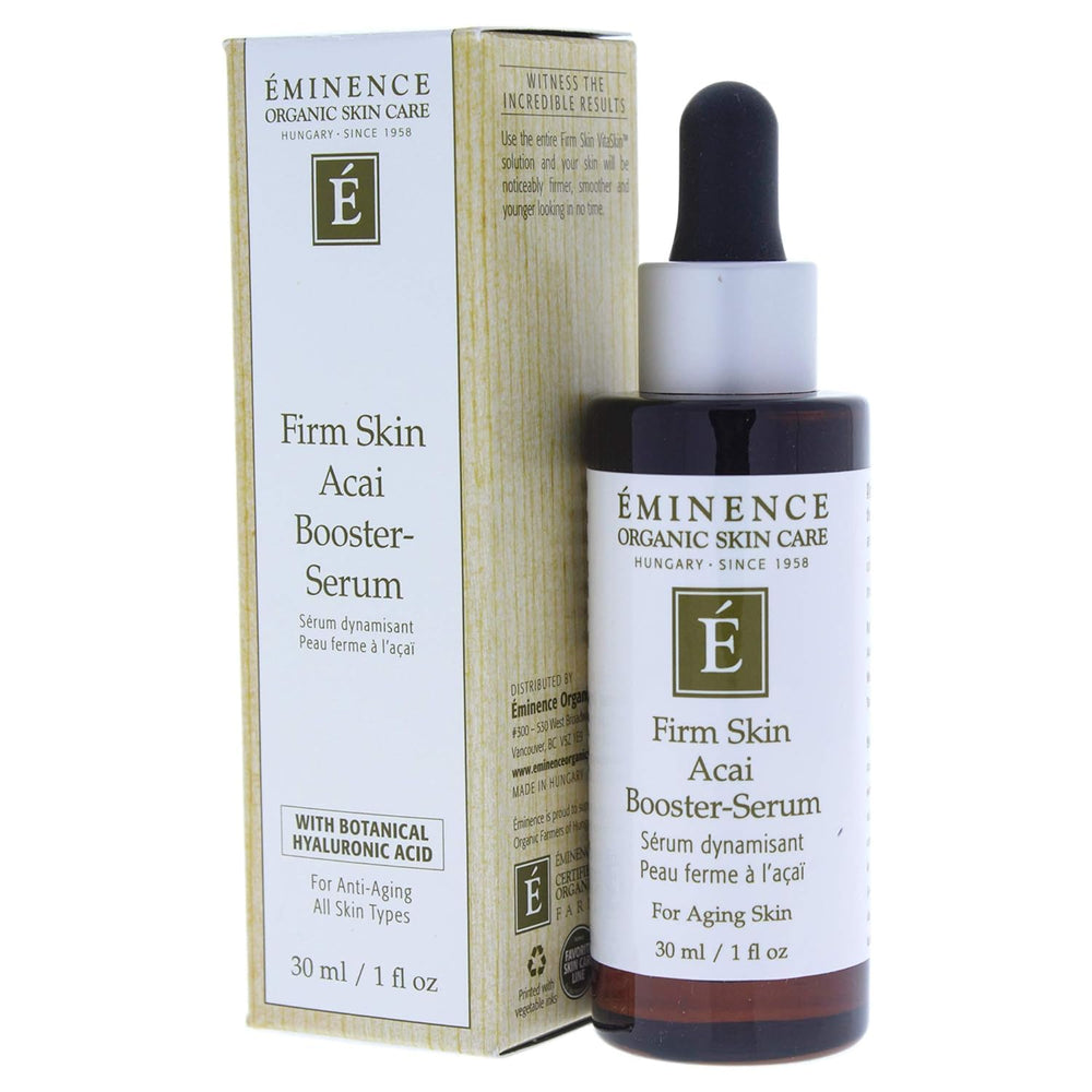 Eminence Firm Skin Acai Booster Serum 1oz packaging on clean surface.