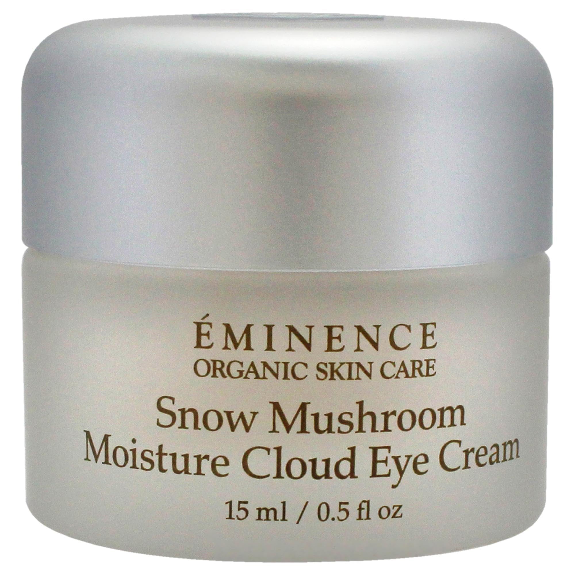 Eminence Snow Mushroom Eye Cream application shows light fluffy texture for quick absorption