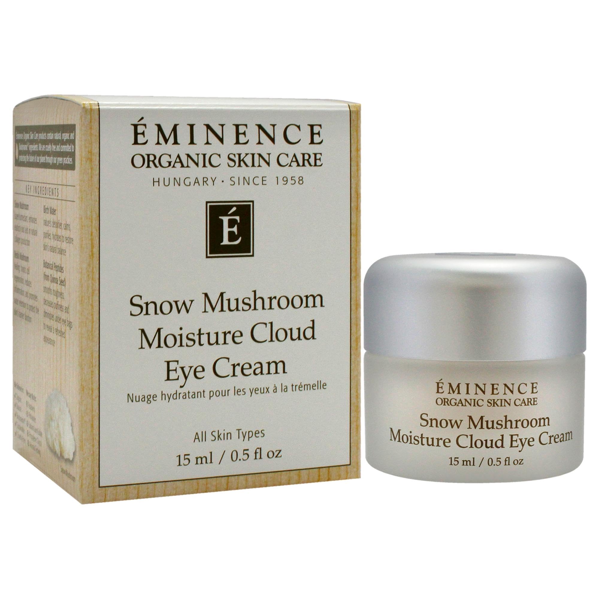 Eminence Snow Mushroom Eye Cream closeup shows creamy consistency for hydration