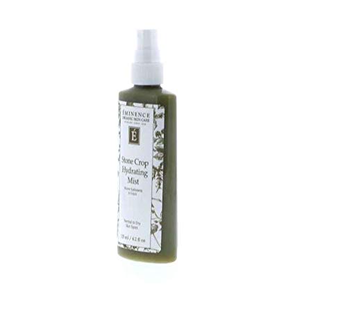 Eminence Stone Crop Hydrating Mist bottle on table signals versatile on-the-go hydration.