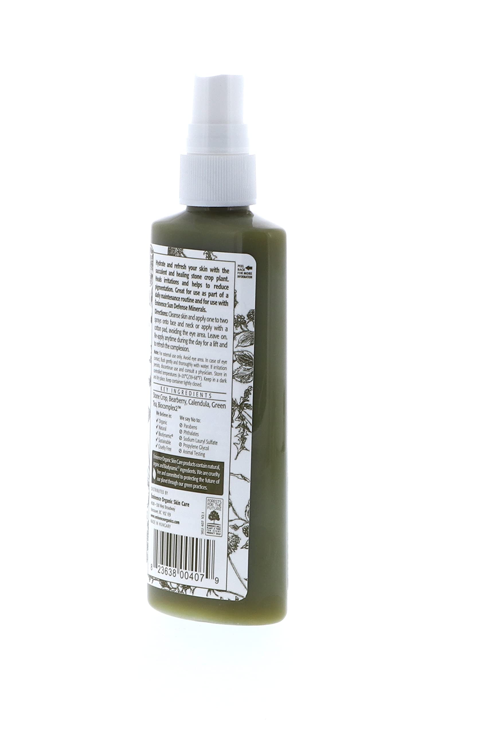 Eminence Stone Crop Hydrating Mist ingredients highlight natural botanicals for soothing hydration.