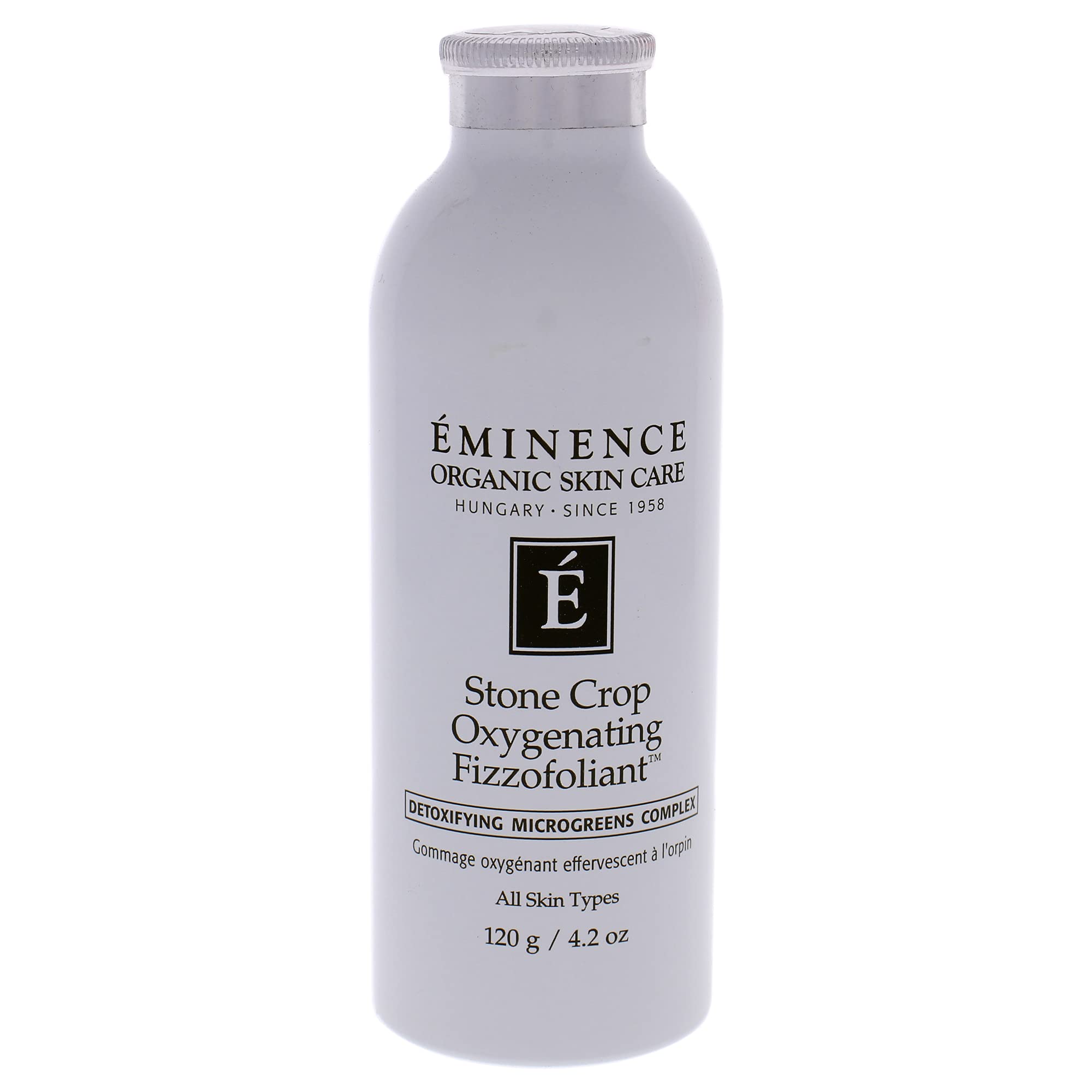 Eminence Stone Crop Oxygenating Fizzofoliant foam demonstrates powder-to-foam transformation for a refreshing cleanse