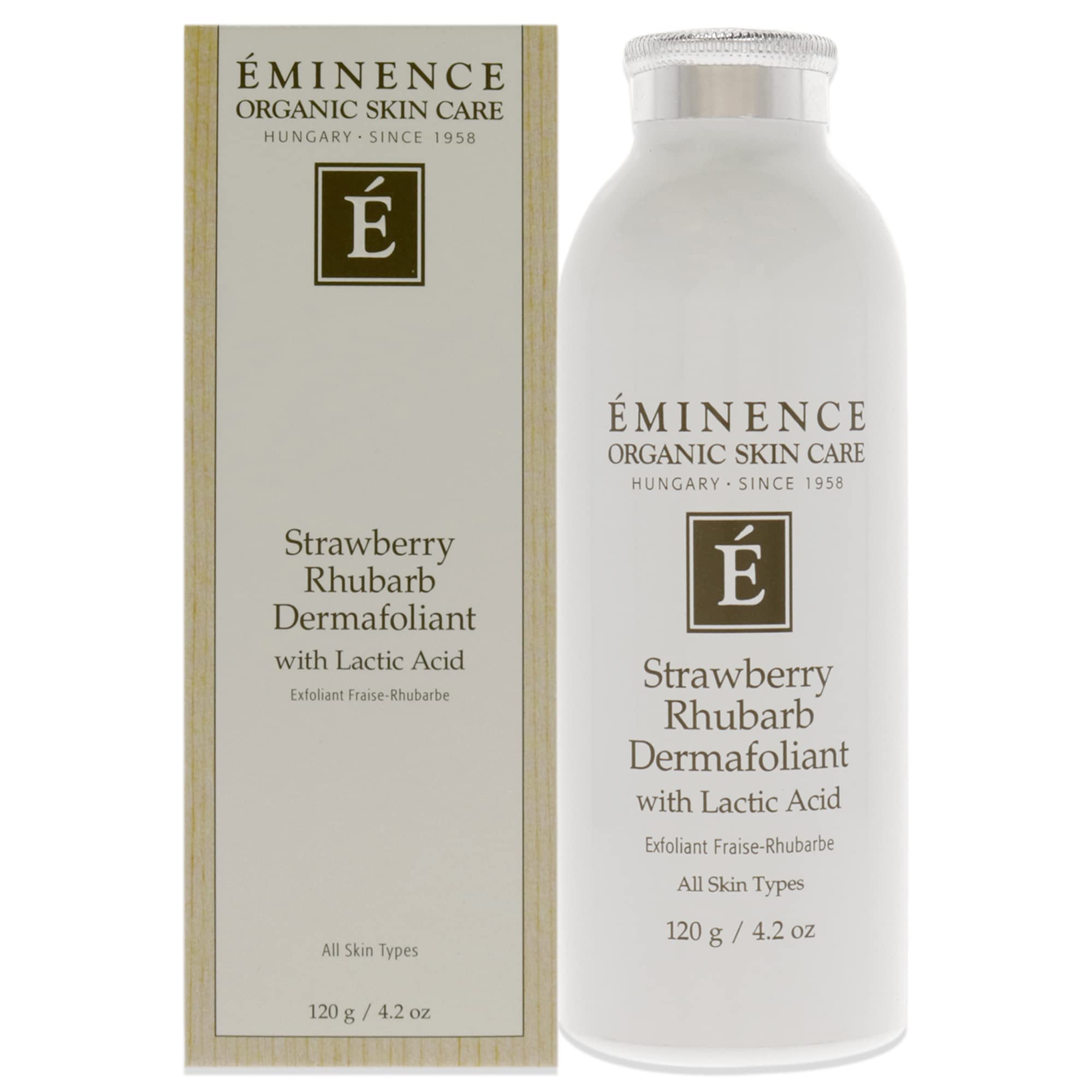 Eminence Strawberry Rhubarb Dermafoliant application on hands demonstrates massage for smooth skin.
