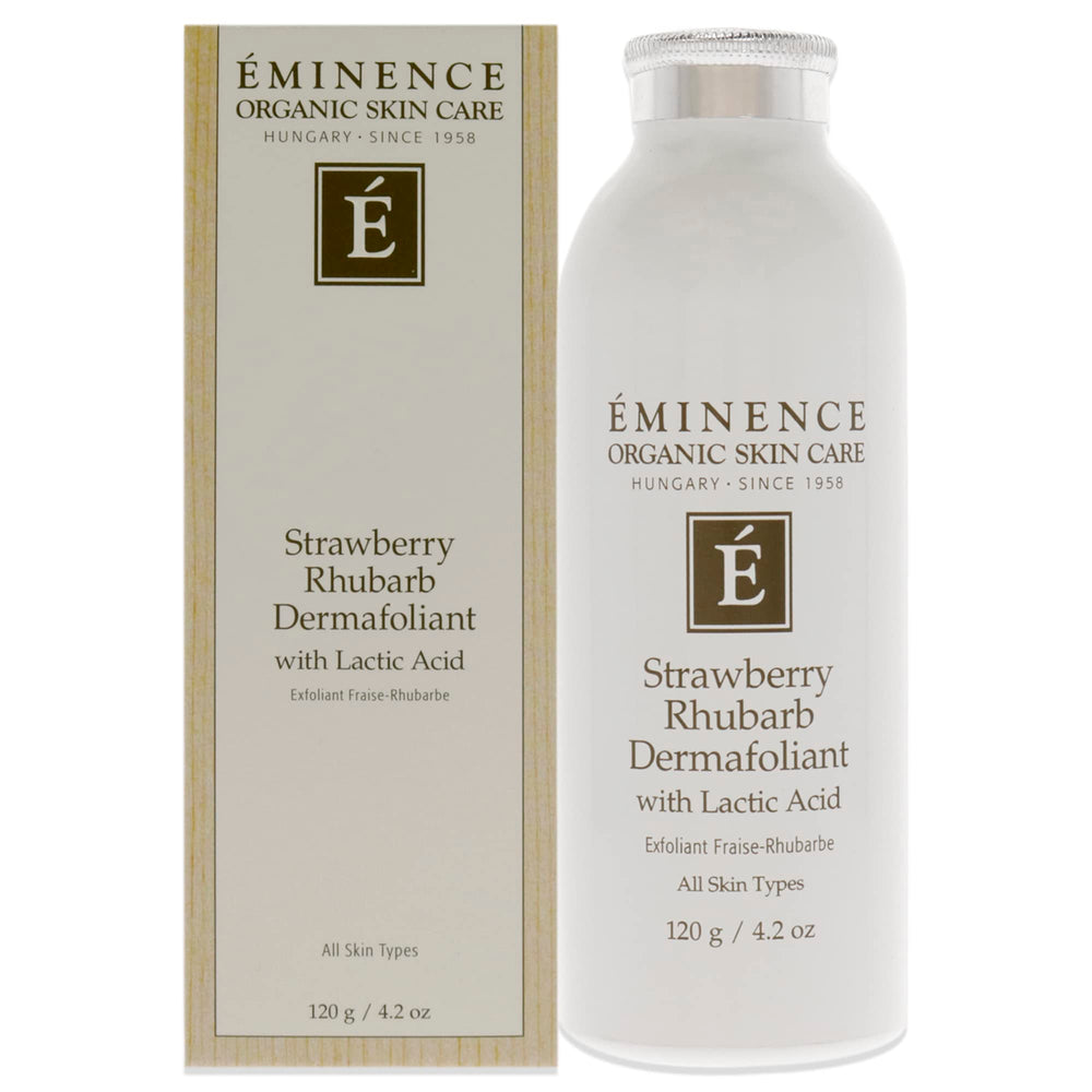 Eminence Strawberry Rhubarb Dermafoliant application on hands demonstrates massage for smooth skin.
