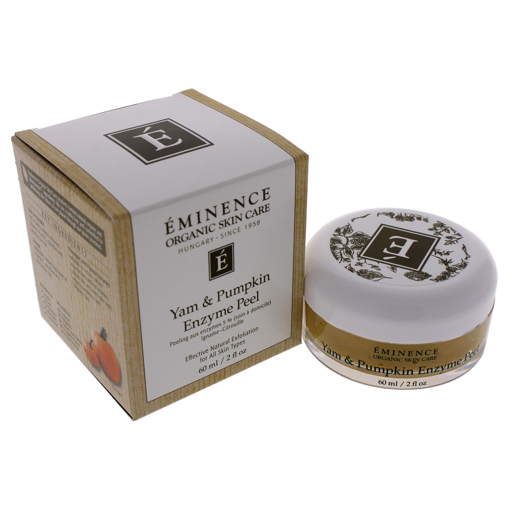 Eminence Yam and Pumpkin Enzyme Peel packaging showcases sustainable design and product trust.