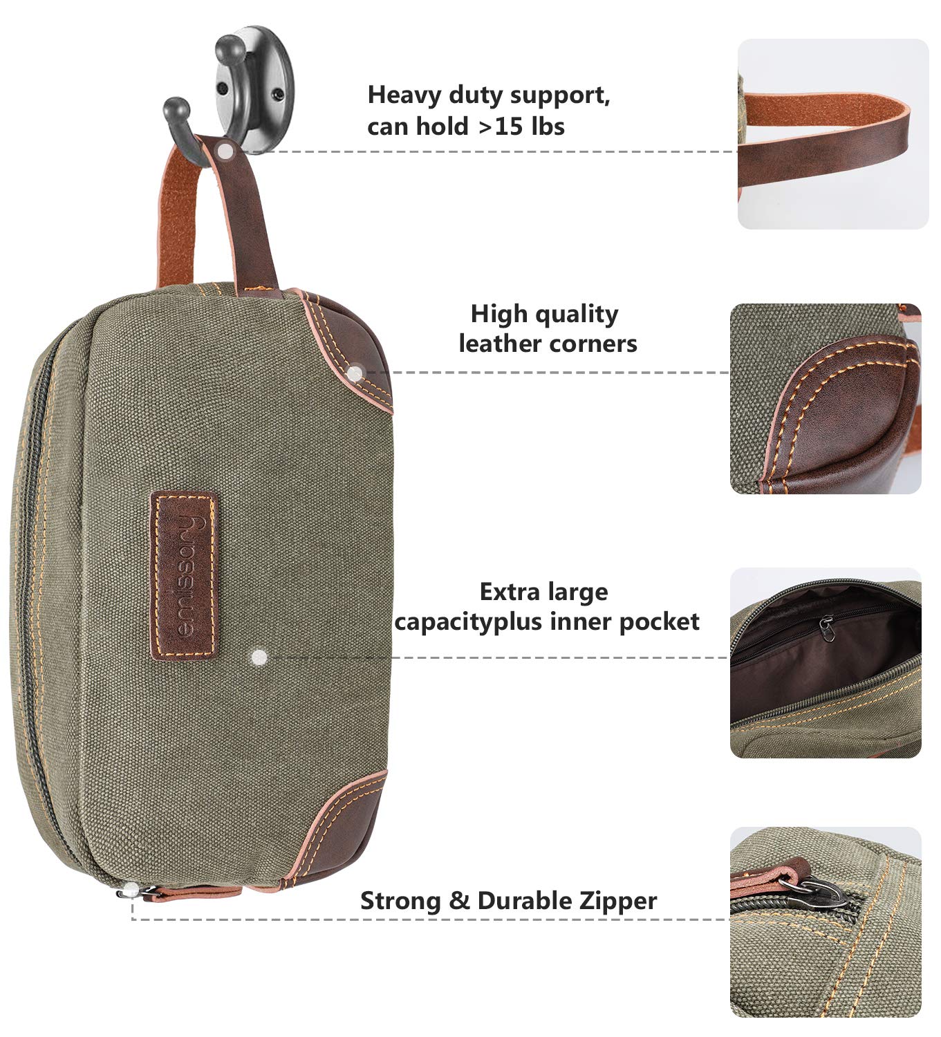 Emissary Dopp Kit inner pocket closeup demonstrates organized storage for small items.