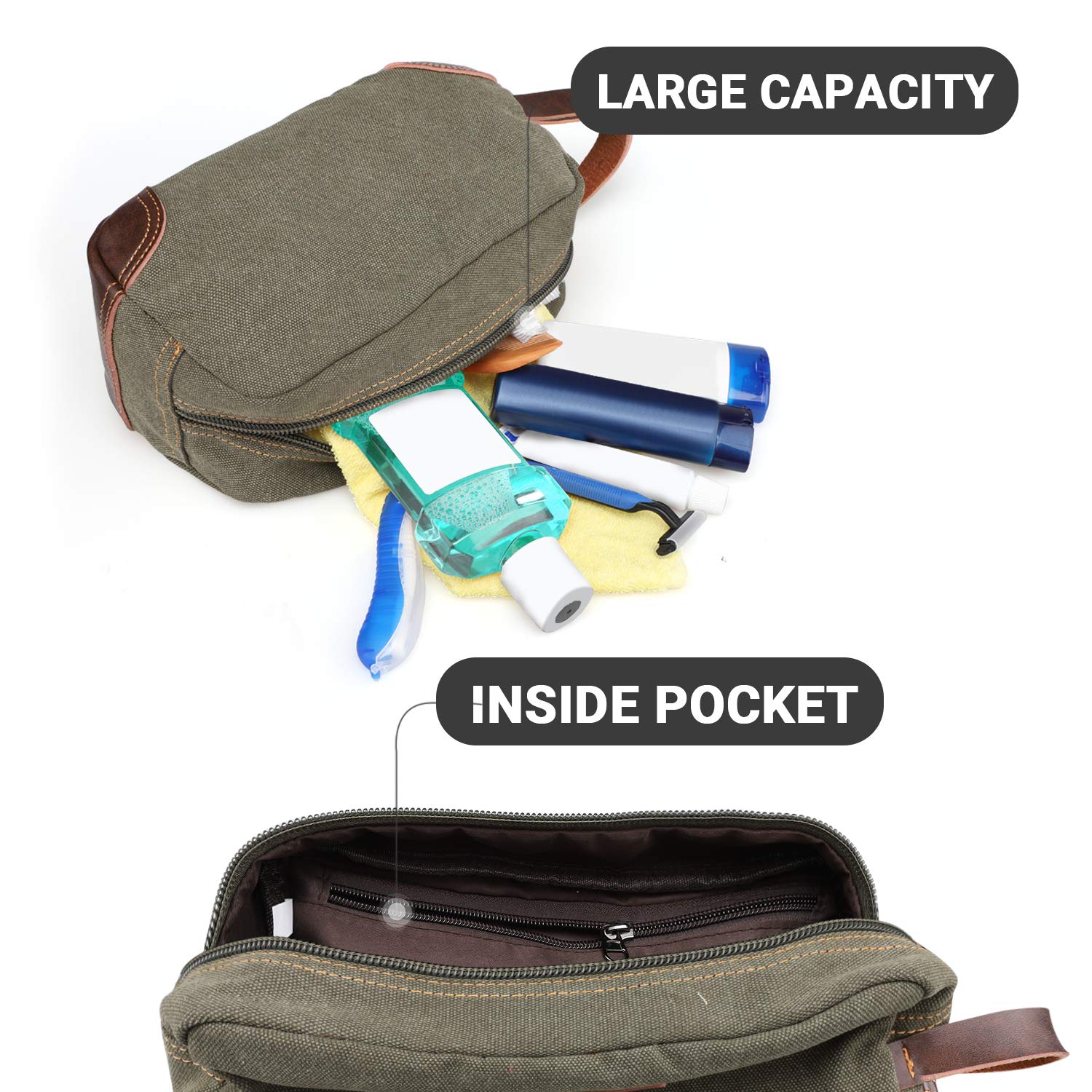 Emissary Dopp Kit in wet conditions conveys reliable water resistance for travel days.