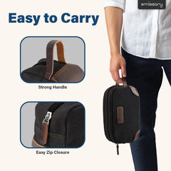 emissary dopp kit travel bag open view indicating easy access to essentials