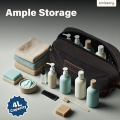 emissary toiletry bag side view highlighting compact portable design