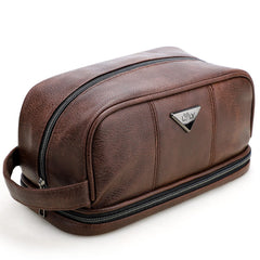 emissary Leather travel toiletry bag main compartment keeps items organized