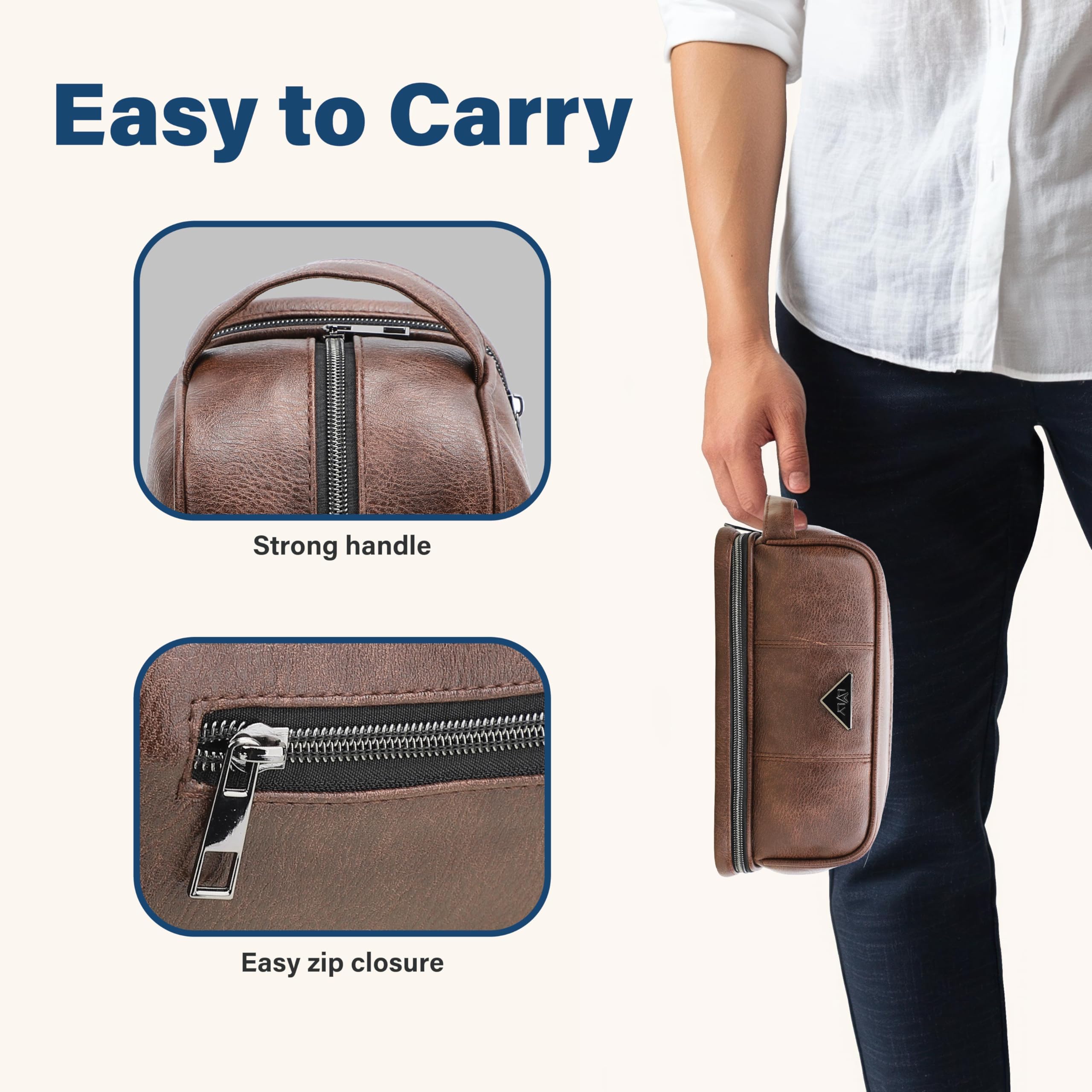emissary Leather travel toiletry bag soft, durable PU leather exterior