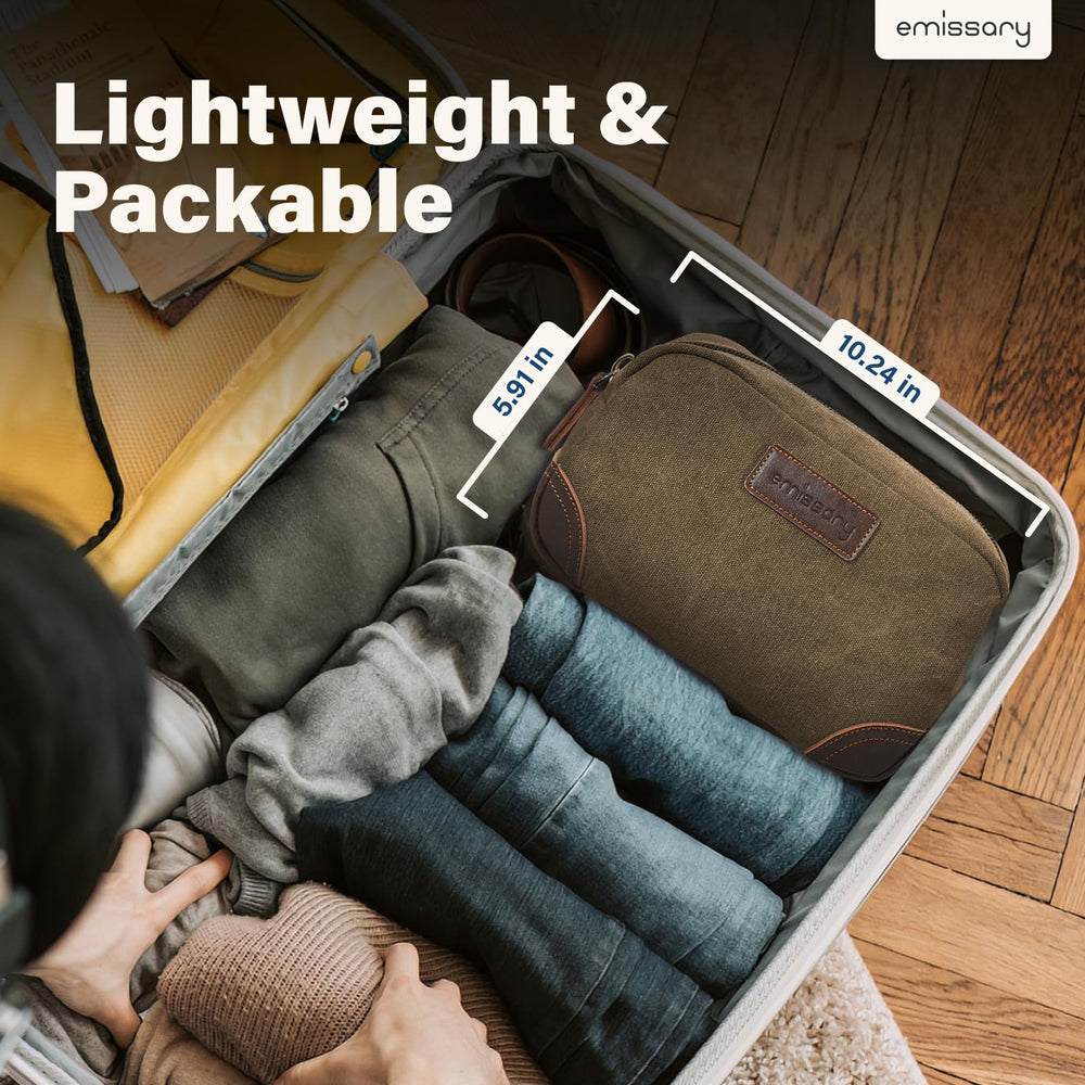 Emissary shaving kit interior pocket view with extra storage