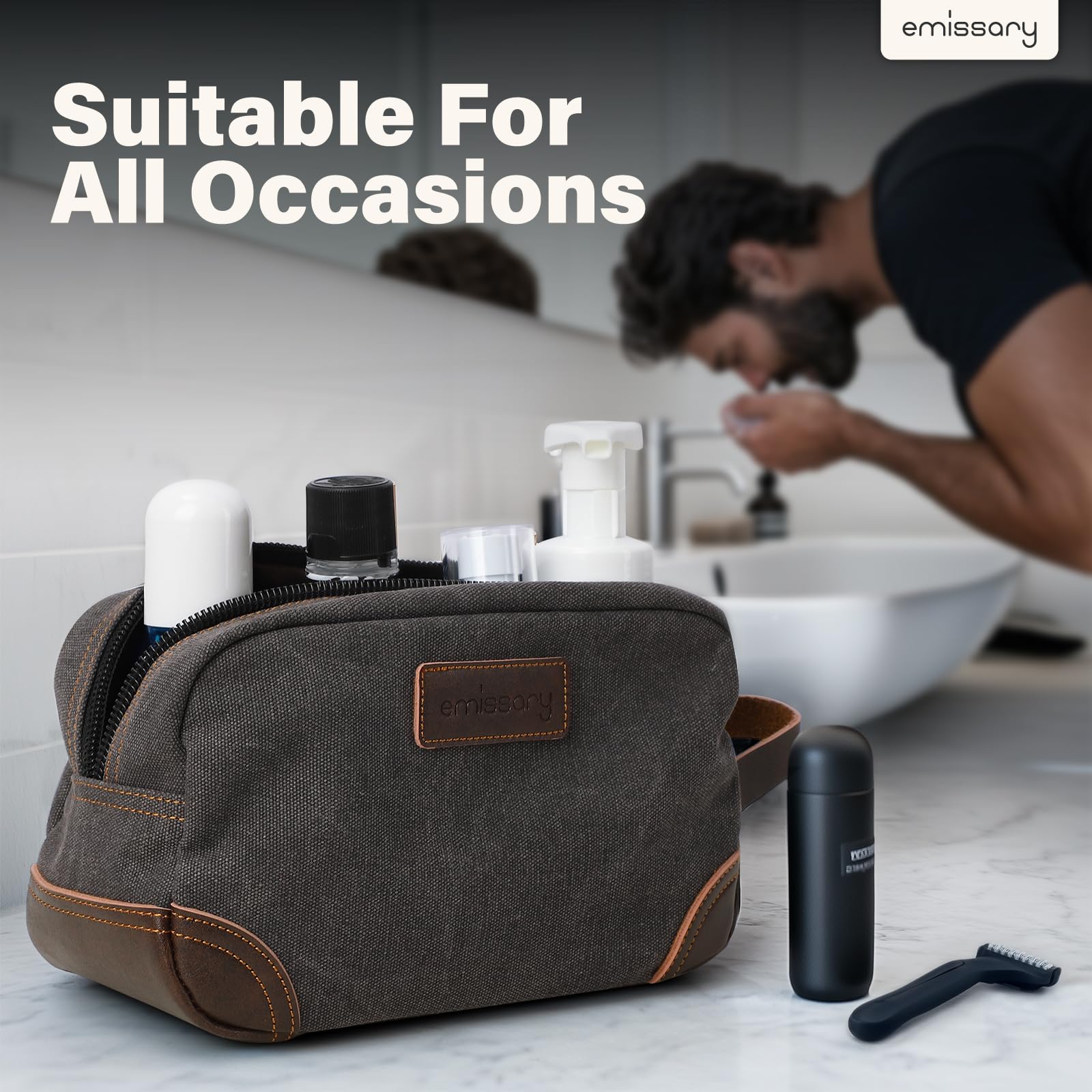 emissary toiletry bag carry-on design supports on-the-go grooming