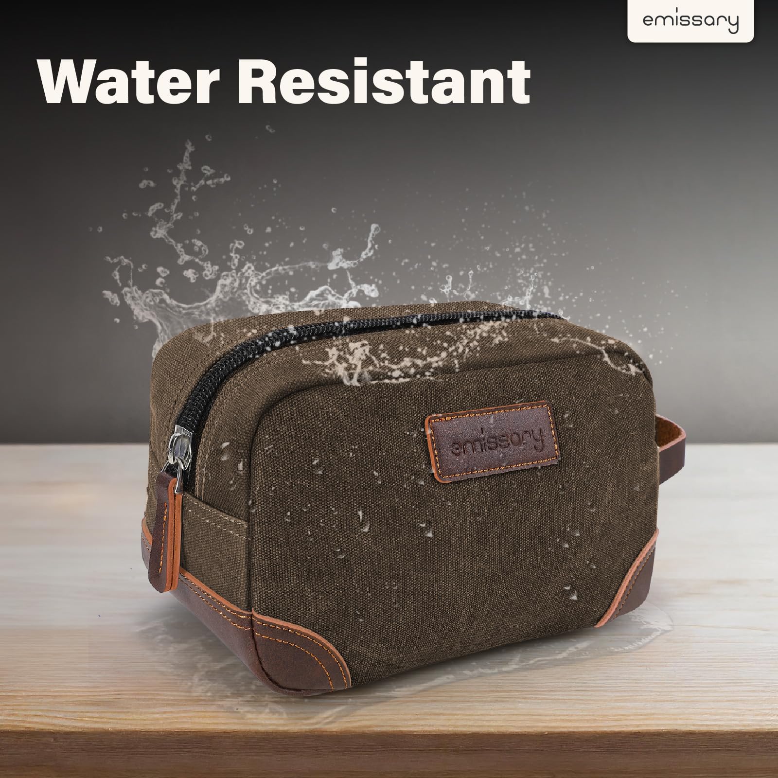 Emissary toiletry bag dimensions 26cm x 16cm x 12cm for roomy packing.