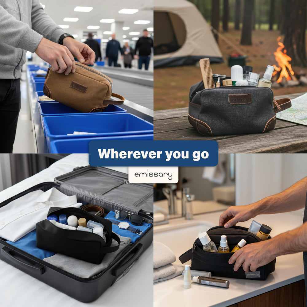 emissary toiletry bag shaving-kit versatility for grooming while traveling