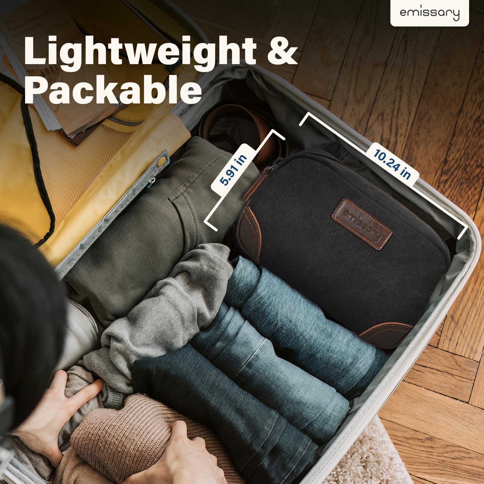 emissary bag water-resistant canvas and leather suitable for damp environments