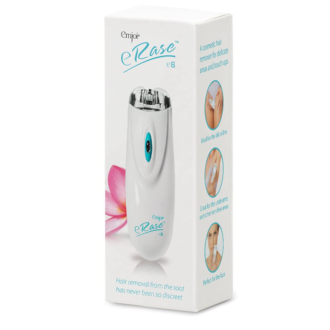 Emjoi eRase e6 3-disc system close-up demonstrates precise root hair removal