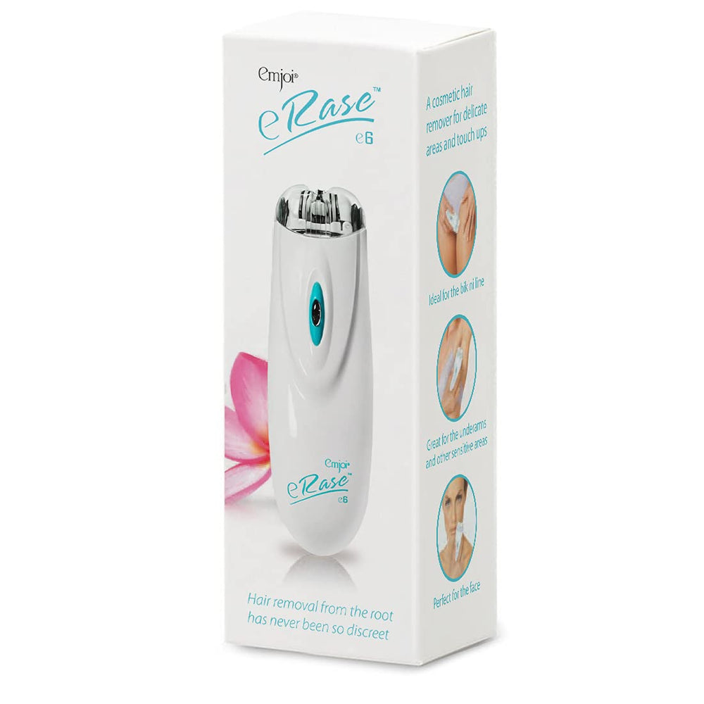 Emjoi eRase e6 3-disc system close-up demonstrates precise root hair removal