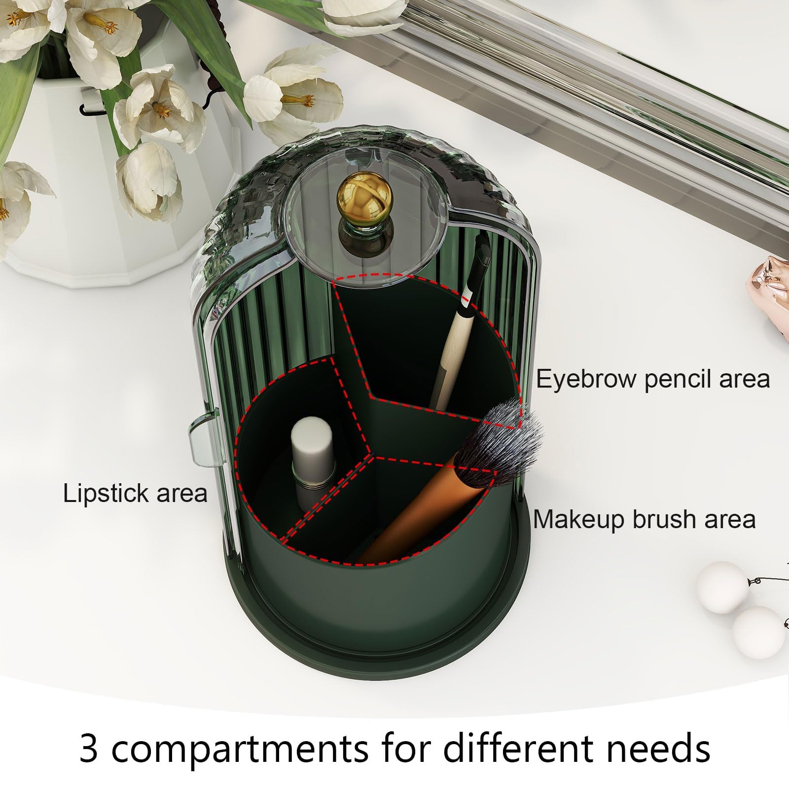 emljkvp makeup brush holder green color accent adds style to bathroom or vanity