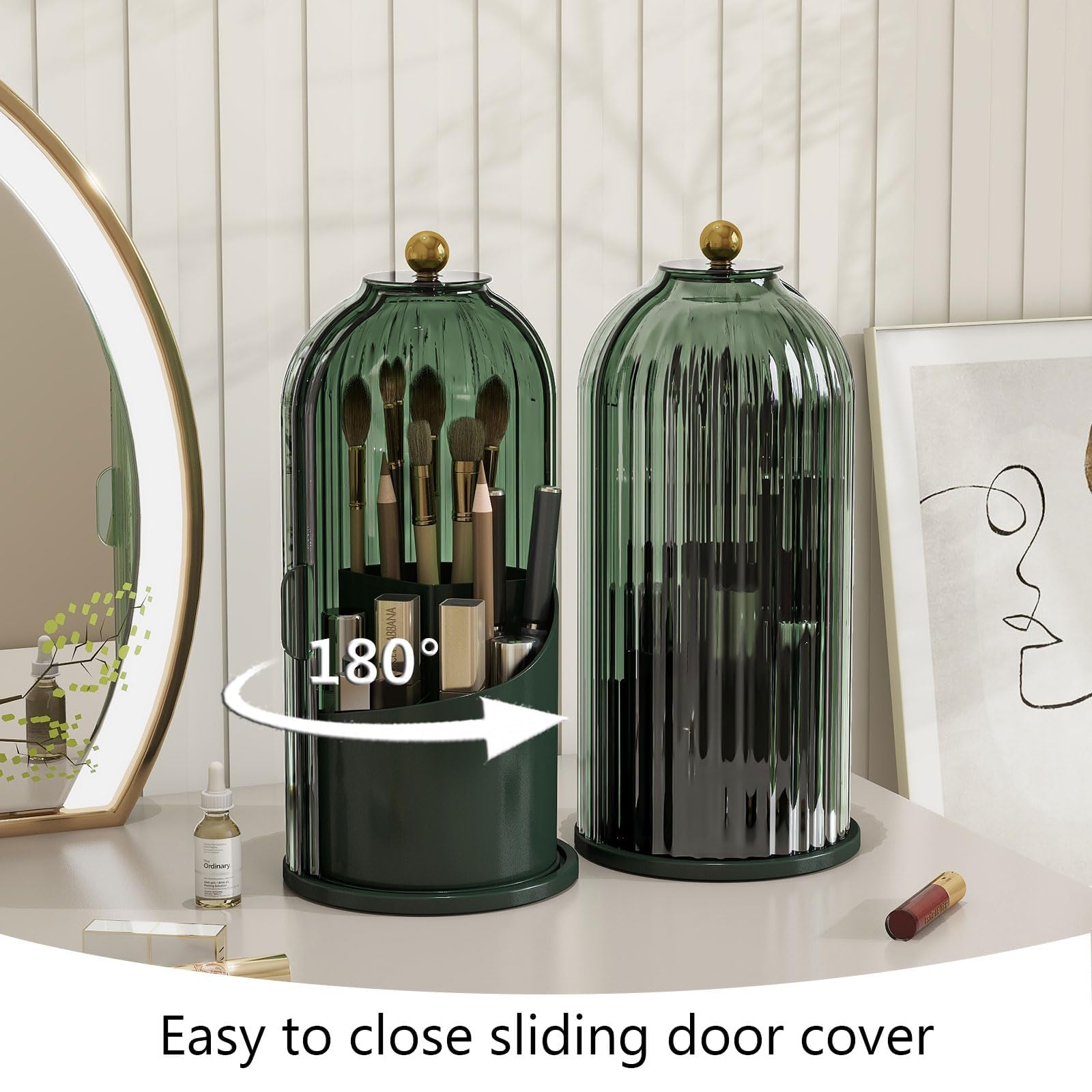 emljkvp makeup brush holder vanity organization keeps countertop clutter-free in compact spaces