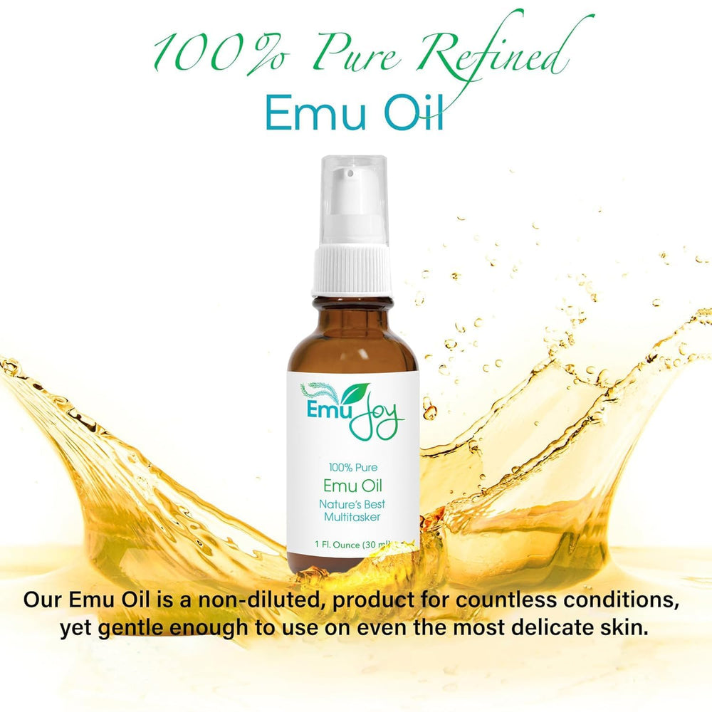 Emu Joy emu oil ingredient label highlights purity and quality assurance.
