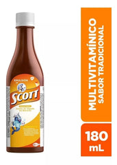 Emulsion de Scott Tradicional label shows 12 servings for convenient use.