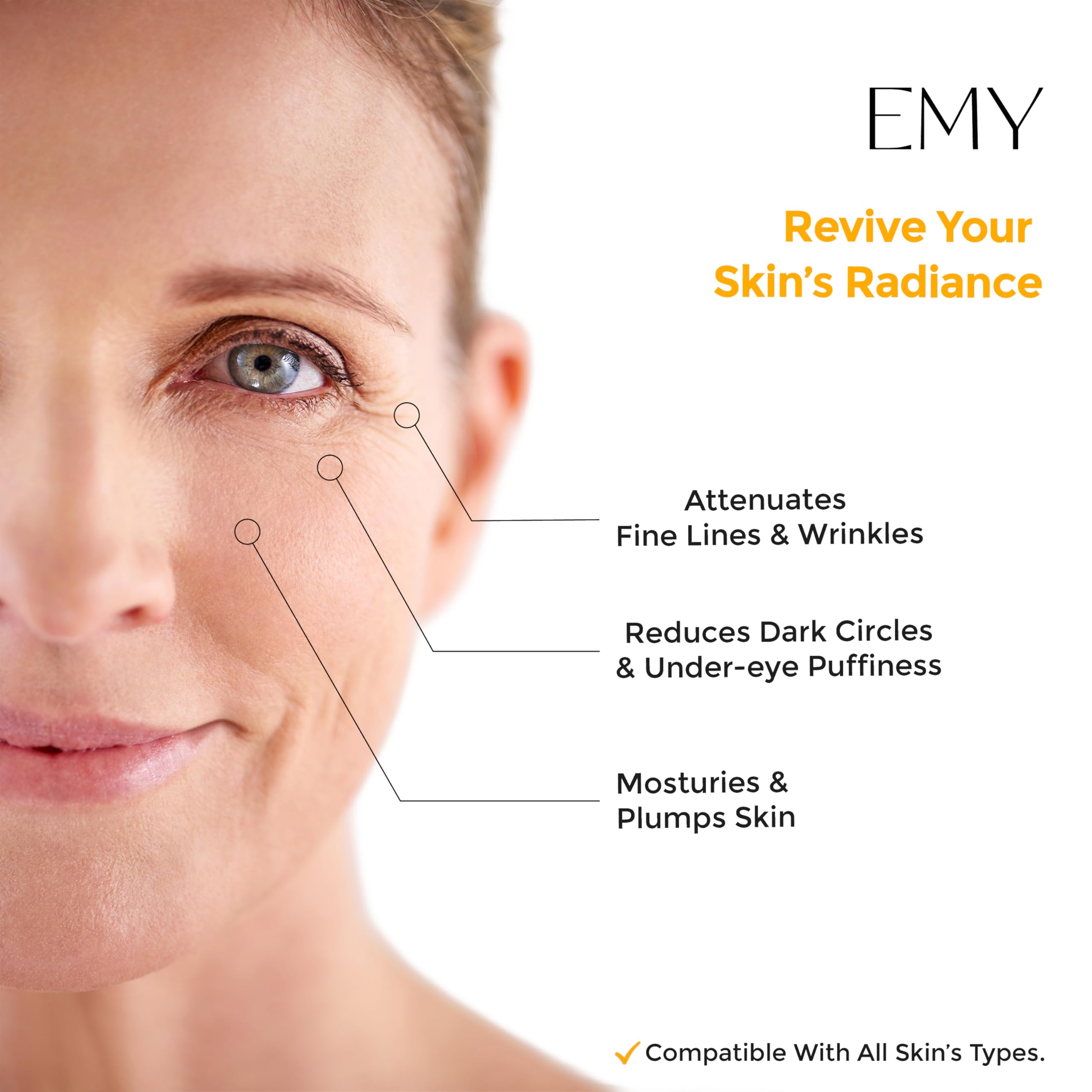 EMY Eye Roller Serum cooling-ball close-up demonstrates cooling sensation and absorption.