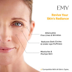 EMY Eye Roller Serum cooling-ball close-up demonstrates cooling sensation and absorption.