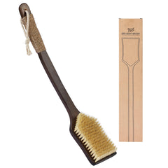 EnamelEVO back-scrubber brush curved handle enabling comfortable full-body exfoliation.