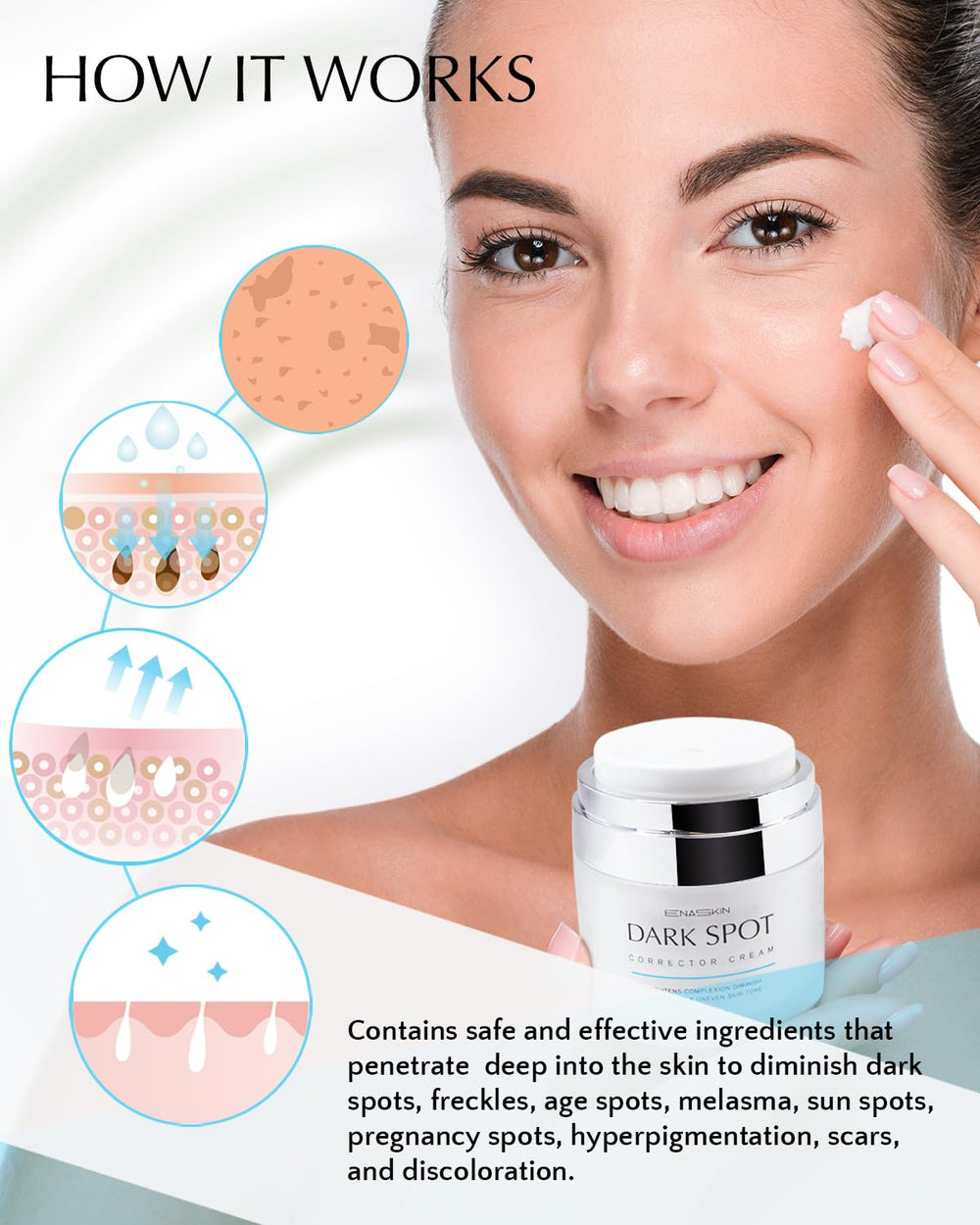 EnaSkin glow-ready skin close-up after using dark spot remover.