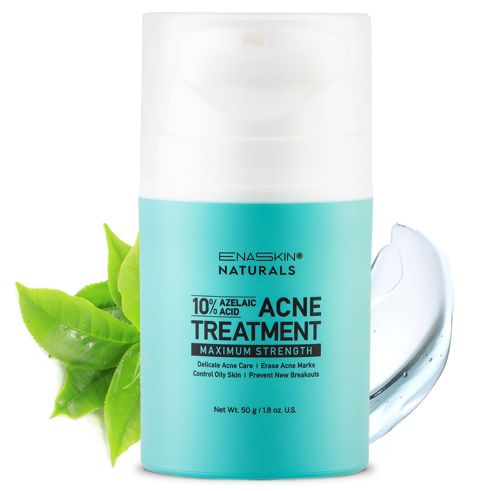 Enaskin Naturals acne spot-treatment bottle showing fast-acting salicylic acid for pore cleansing.
